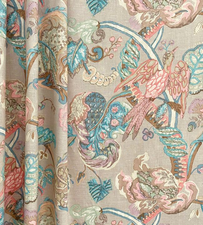 Poppinjay Linen Fabric by Ian Sanderson Copper Grey