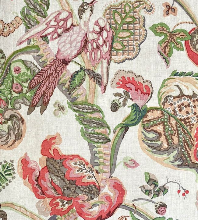 Poppinjay Linen Fabric by Ian Sanderson Rosa Mundi