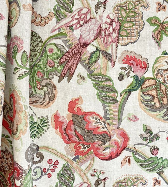 Poppinjay Linen Fabric by Ian Sanderson Rosa Mundi