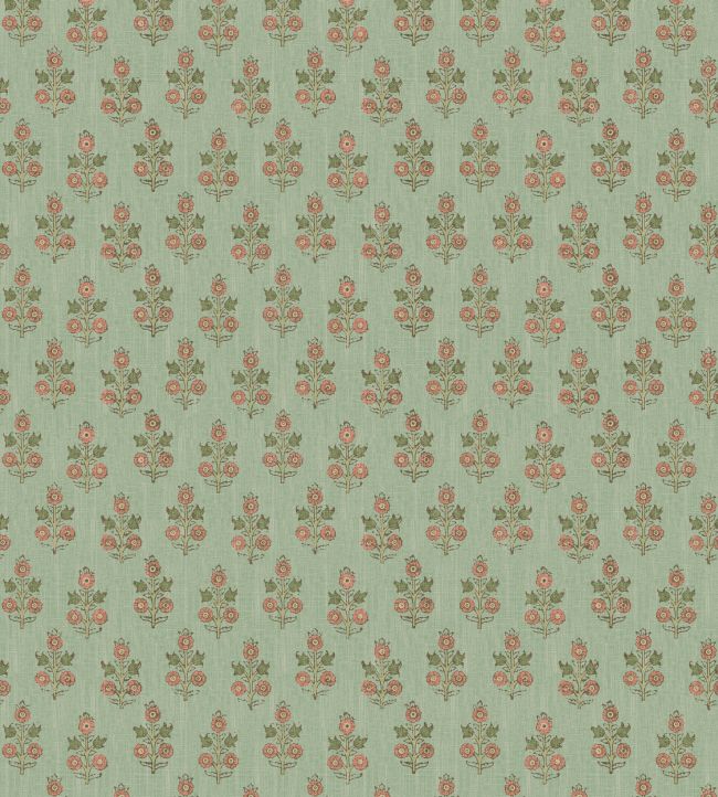 Poppy Sprig Wallpaper by GP & J Baker Aqua/Blush