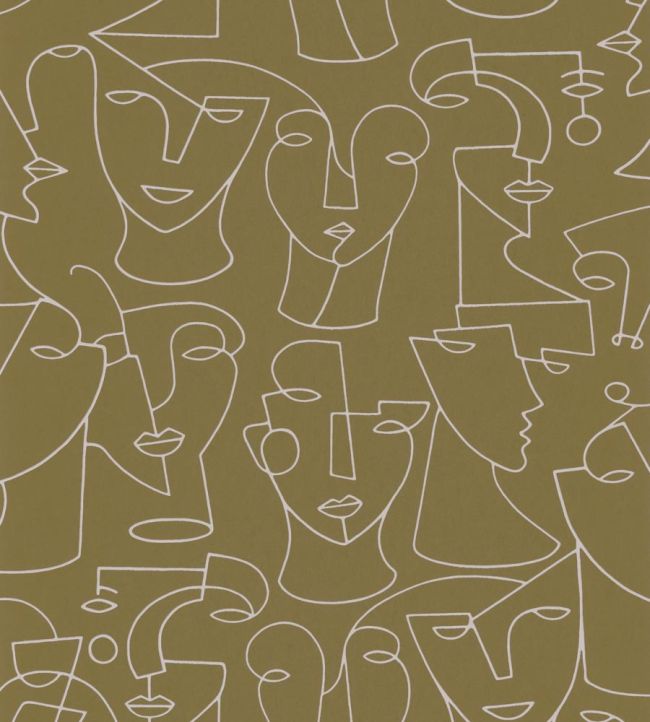 Portrait Wallpaper by Casadeco Cognac