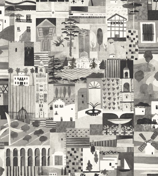 Postal Wallpaper by Tres Tintas Black and White