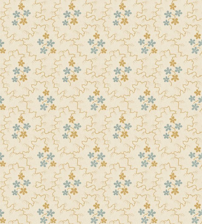 Posy Wallpaper by GP & J Baker Ochre/Blue