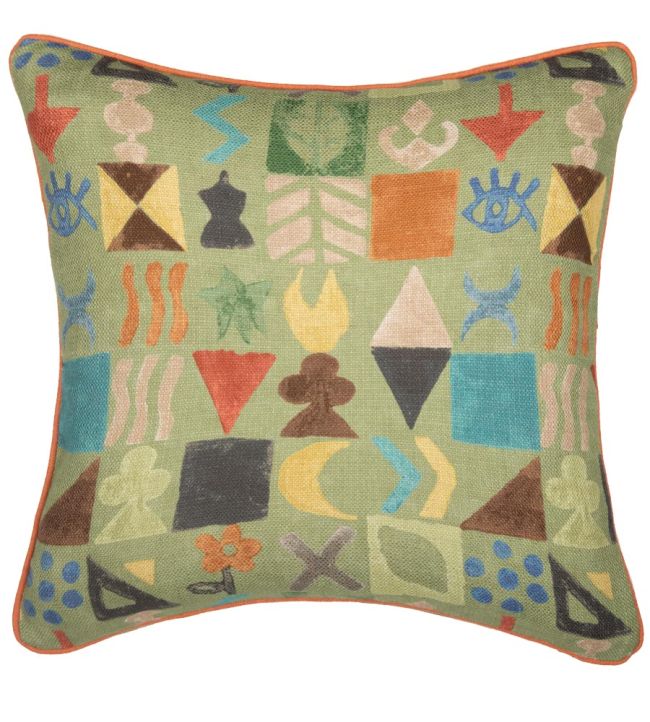 Potato Print Cushion 50cm x 50cm by GP & J Baker Green