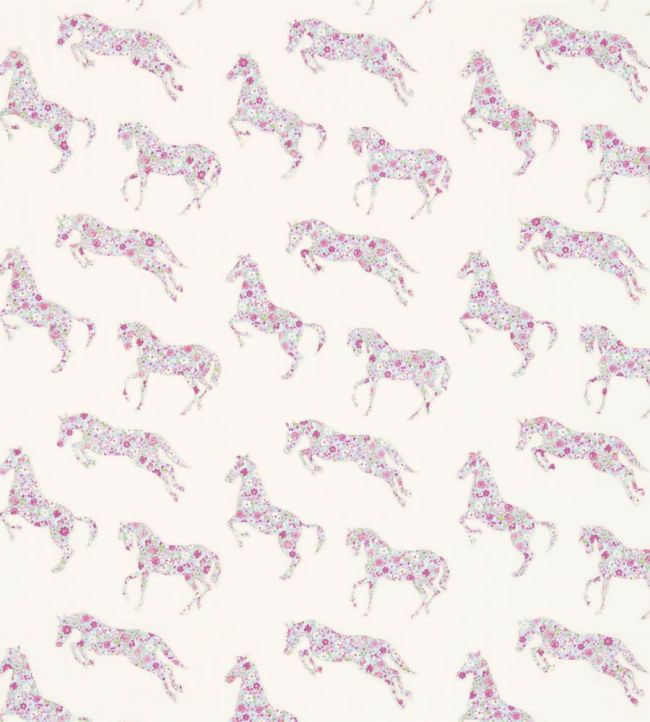 Pretty Ponies Fabric by Sanderson Pink/Sky