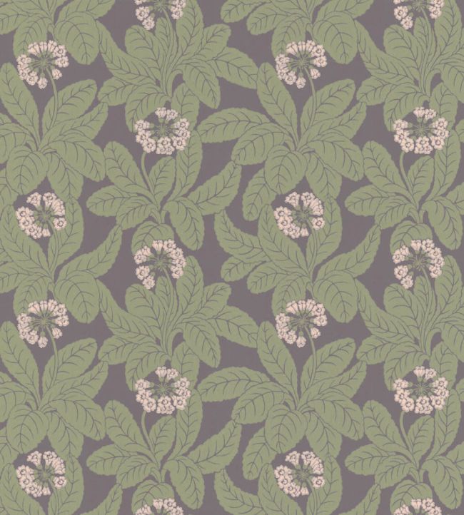 Primula Wallpaper by Langelid Von Bromssen Aubergine