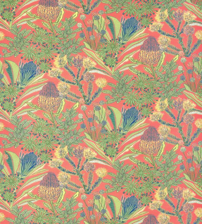 Protea Print Fabric by Thibaut Coral