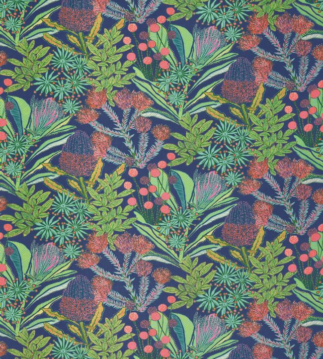 Protea Print Fabric by Thibaut Navy