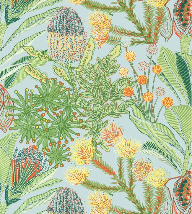 Protea Wallpaper by Thibaut Blue
