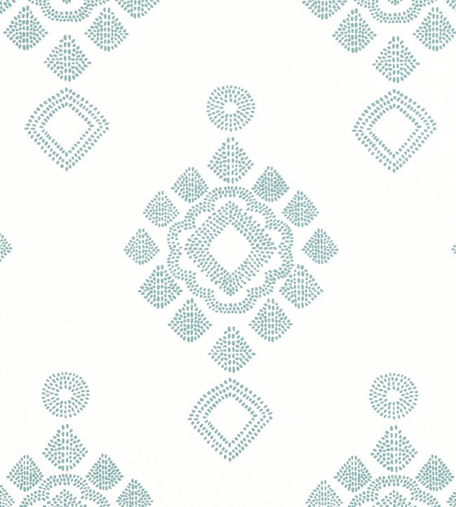 Province Medallion Fabric by Thibaut Seaglass