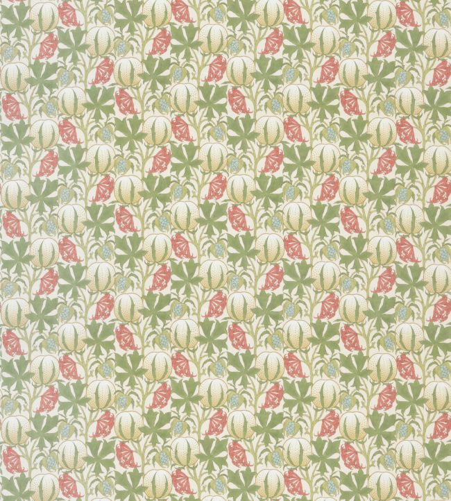 Pumpkins Cotton Fabric by GP & J Baker Coral/Green