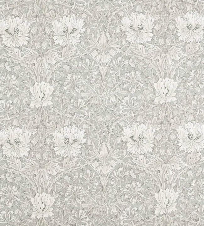 Pure Honeysuckle & Tulip Wide Width Fabric by Morris & Co Soft Mint/Grey