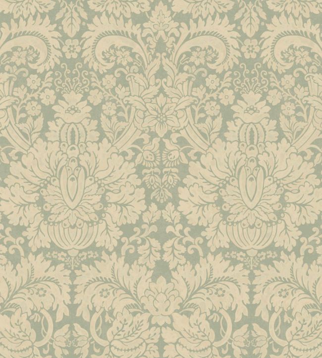 Queen's Damask Wallpaper by GP & J Baker Aquamarine