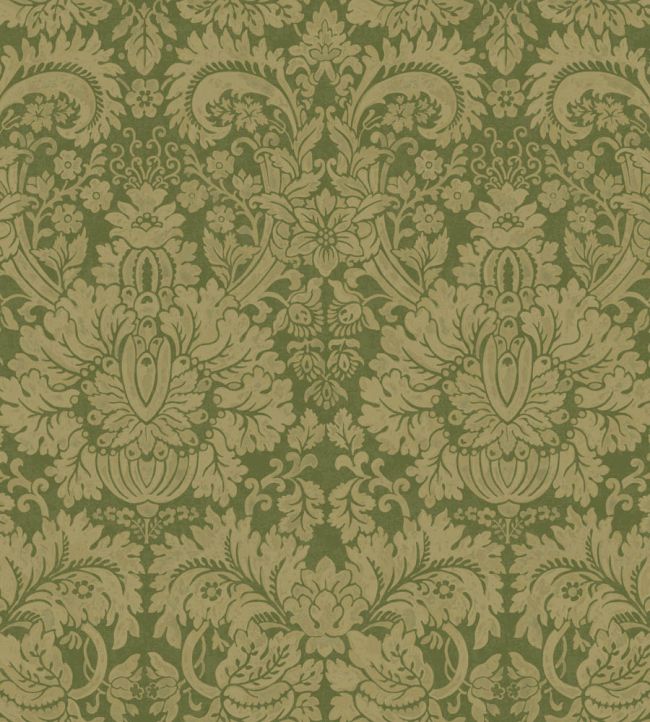 Queen's Damask Wallpaper by GP & J Baker Royal Green