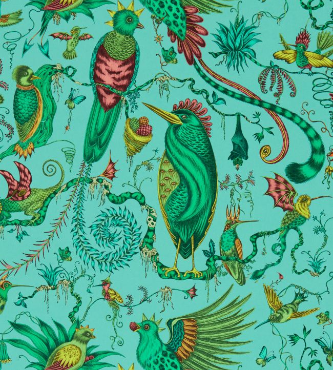 Quetzal Wallpaper by Clarke & Clarke Aqua