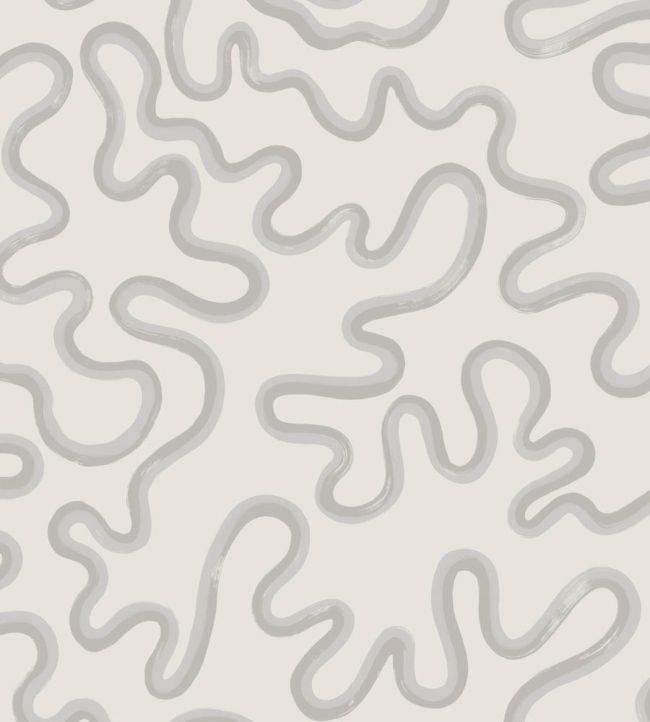 Rainforest Squiggle Mural by Cole & Son Soft Grey & Dove on Chalk