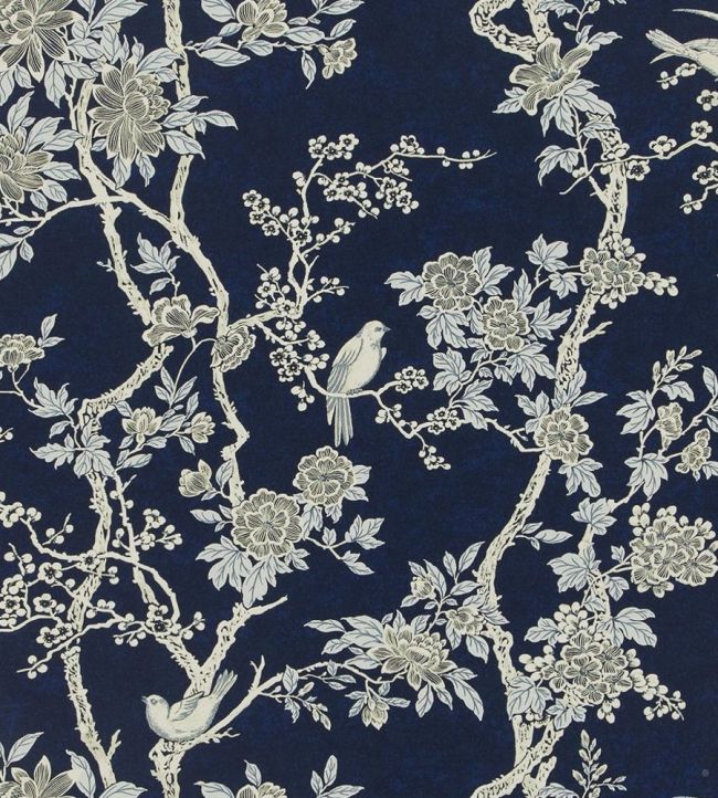 Marlowe Floral Wallpaper by Ralph Lauren Prussian Blue