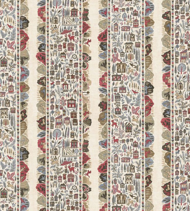 Ravi Ribbon Wallpaper by Lewis & Wood Peat Pomegranate