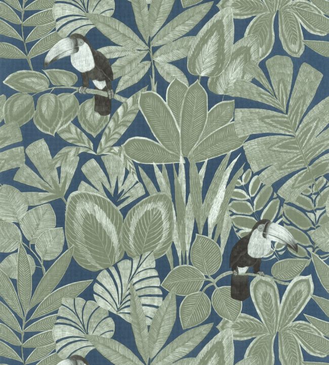 Rio Wallpaper by Caselio Vert Kaki Bleu
