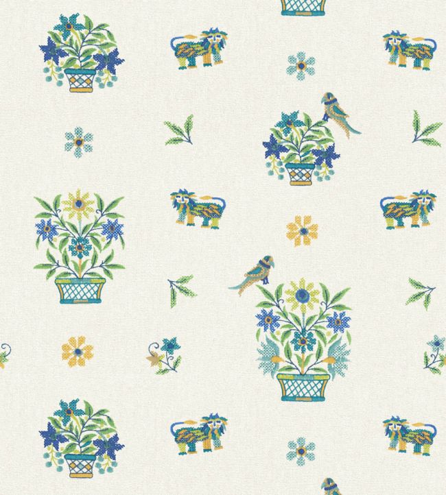 Roar Stitch Wallpaper by GP & J Baker Blue/Green
