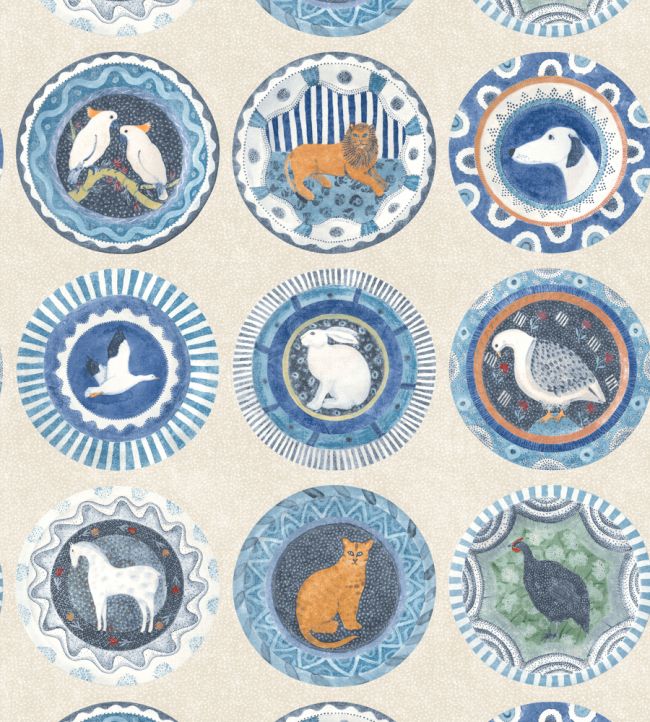 Robina's Dinner Party Wallpaper by GP & J Baker Blue