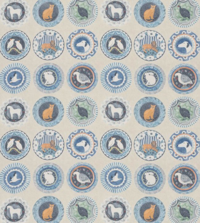Robina's Dinner Party Fabric by GP & J Baker Blue
