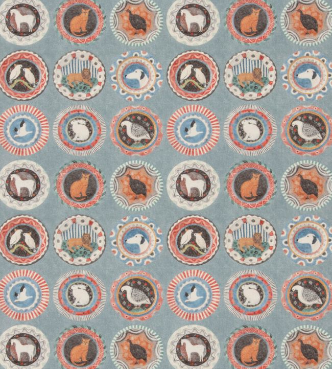 Robina's Dinner Party Fabric by GP & J Baker Teal