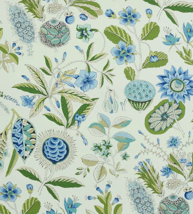 Roca Redonda Wallpaper by Schumacher Blue & Ivory