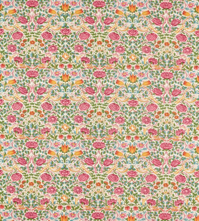 Rose Fabric by Morris & Co Boughs Green/Rose
