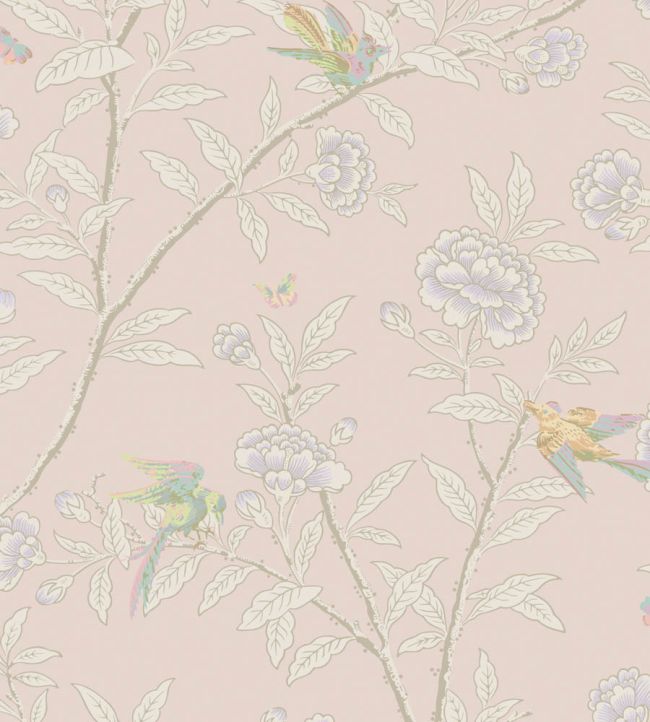 Roseberry With Birds Wallpaper by Cole & Son Shell Pink