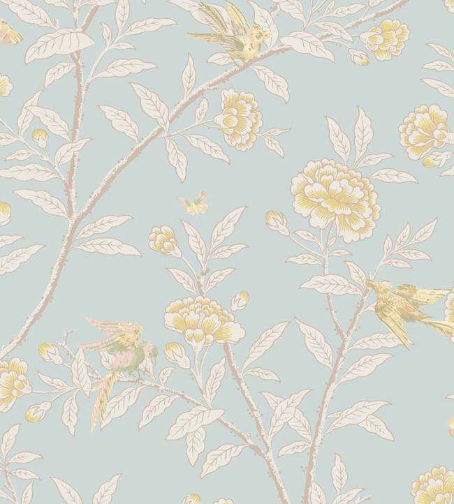 Roseberry With Birds Wallpaper by Cole & Son Powder Blue