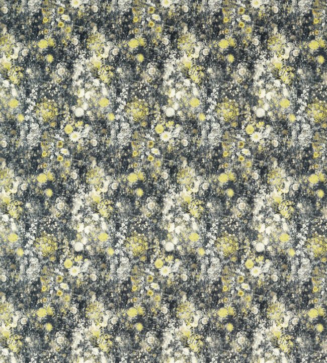 Rosedene Fabric by Studio G Charcoal / Chartreuse