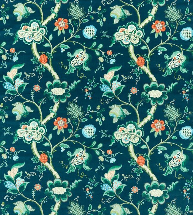 Roslyn Velvet Fabric by Sanderson Eucalyptus/Rowan Berry