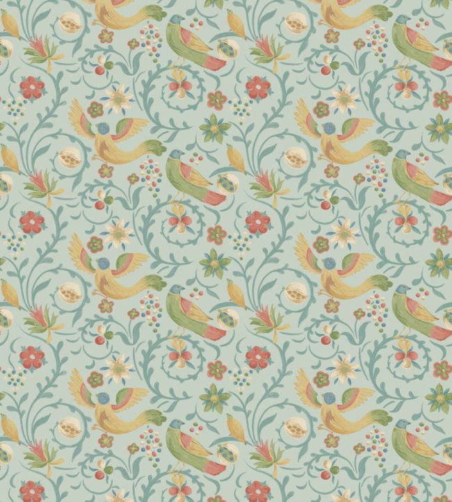 Royal Court Wallpaper by GP & J Baker Aqua