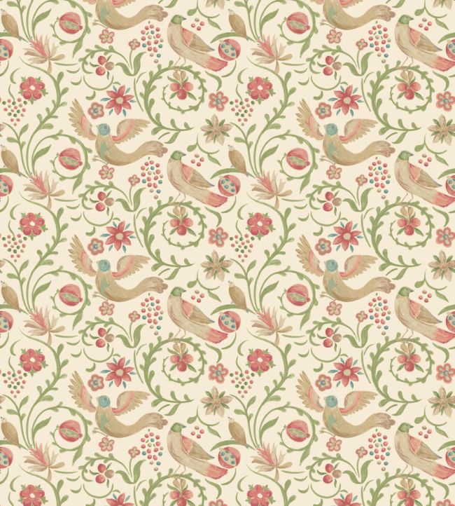 Royal Court Wallpaper by GP & J Baker Pink/Green
