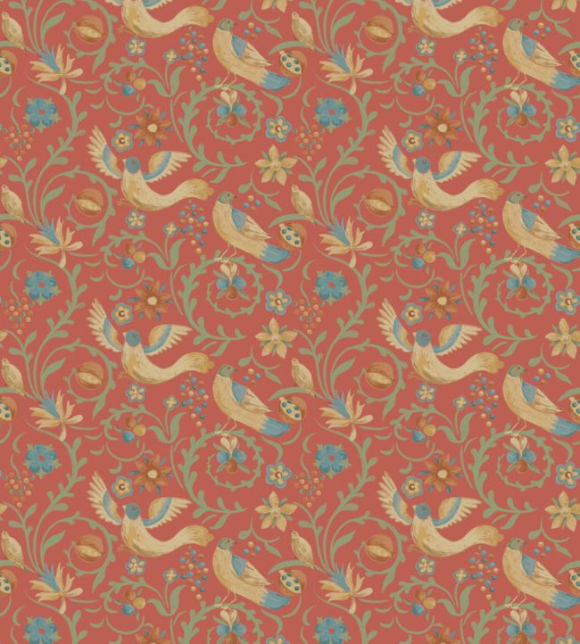 Royal Court Wallpaper by GP & J Baker Red