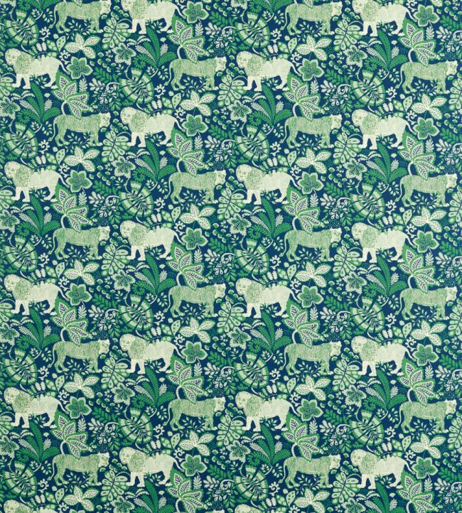 Rumble In The Jungle Fabric by Scion Midnight / Mint Leaf