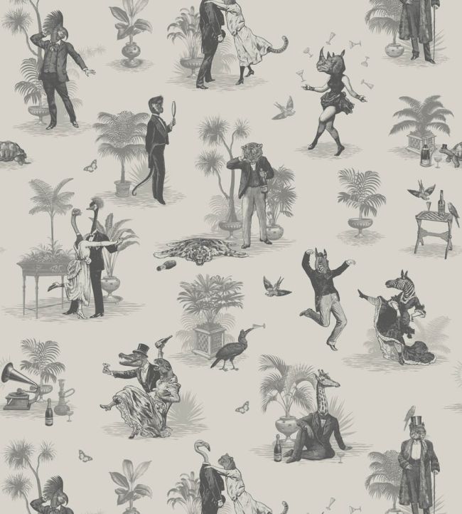 Safari Soiree Wallpaper by Divine Savages Soft Charcoal
