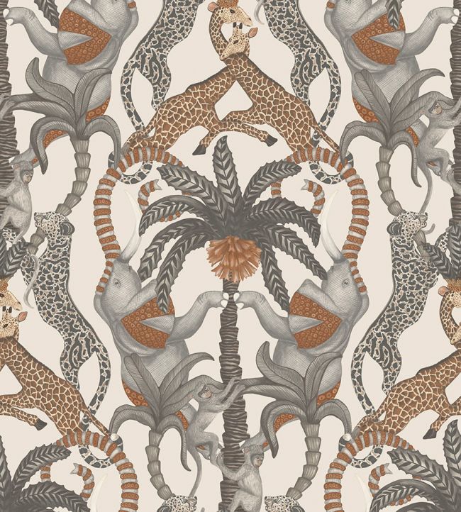 Safari Totem Wallpaper by Cole & Son Ginger & Taupe on Parchment
