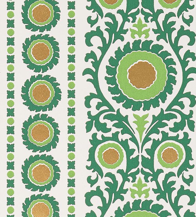 Samrina Wallpaper by Osborne & Little Fir/Metallic Gold