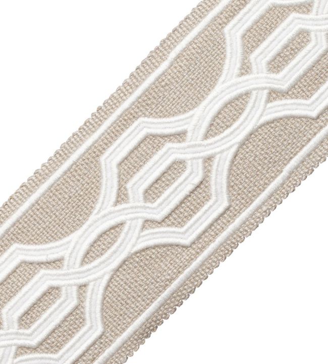 Veranda Linen Applique Border Trimming by Samuel & Sons Pebble