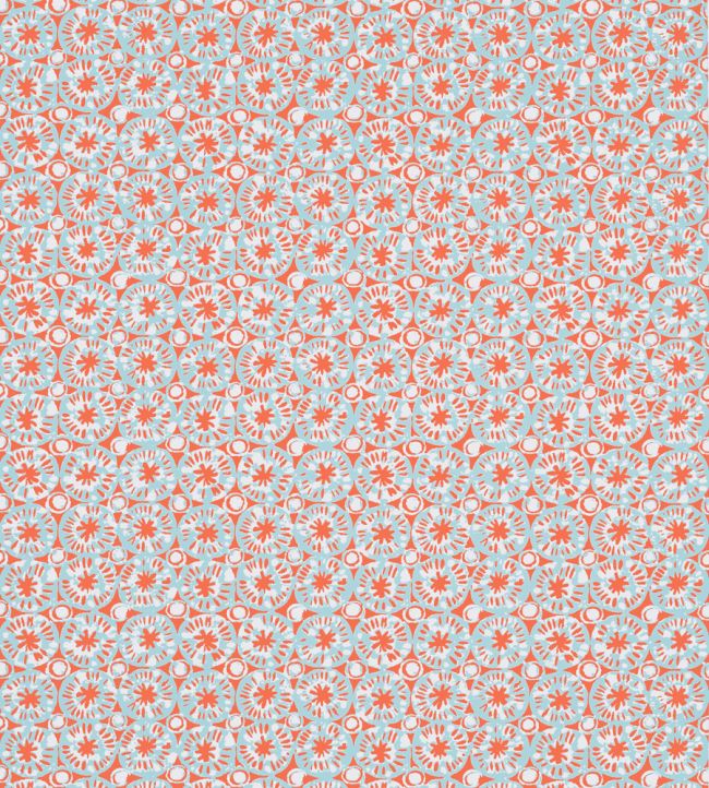 Sand Dollar Wallpaper by Thibaut Coral and Blue