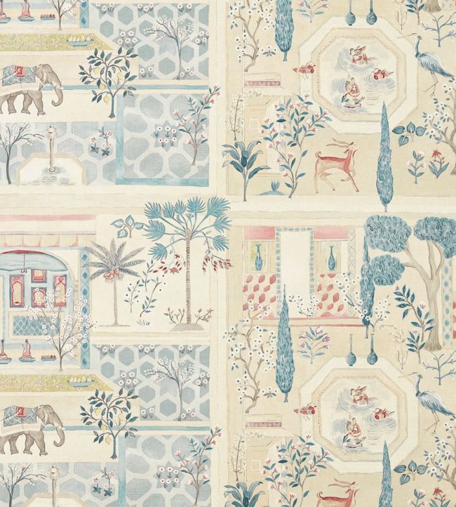 Sultans Garden Fabric by Sanderson Ruby / Teal
