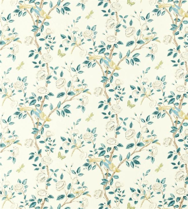 Andhara Fabric by Sanderson Teal/Cream