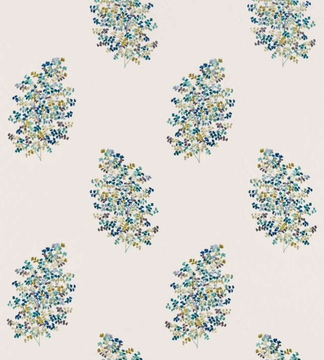 Wendell Embroidery Fabric by Sanderson Ceramic Blue