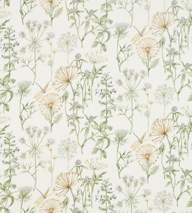 Wild Angelica Fabric by Sanderson Silver/Spring Leaf