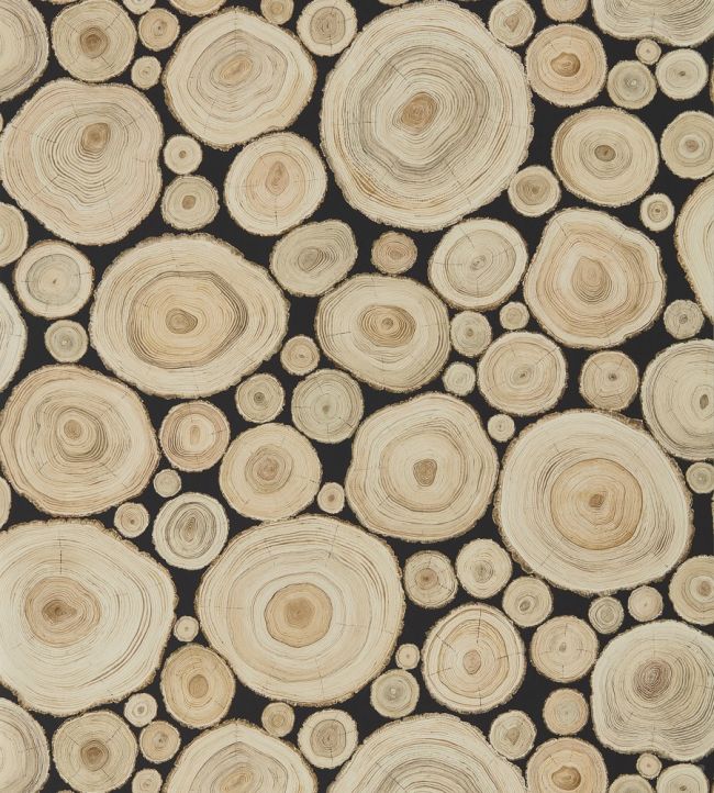 Alnwick Logs Wallpaper by Sanderson Lacquer Black