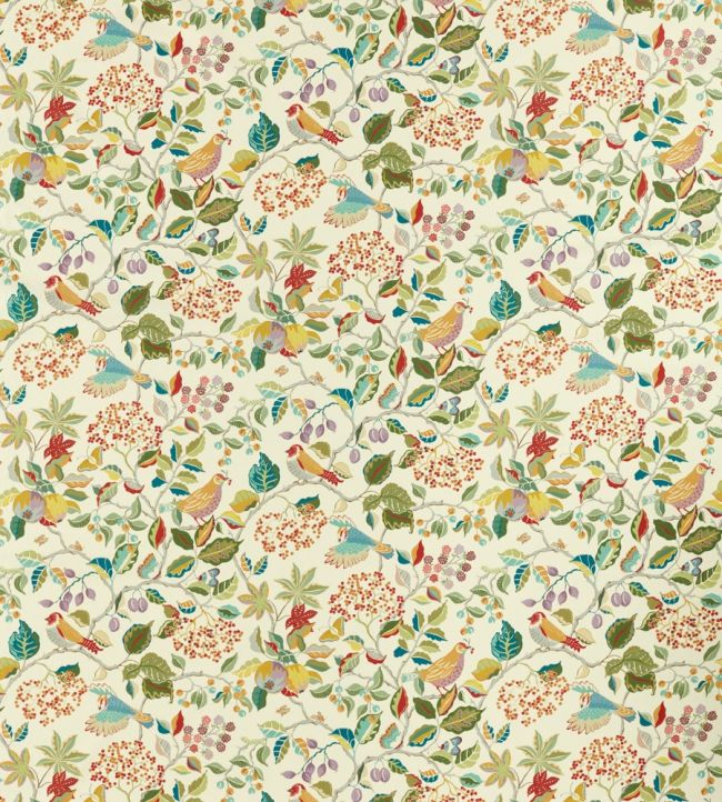 Birds And Berries Fabric by Sanderson Rowan Berry
