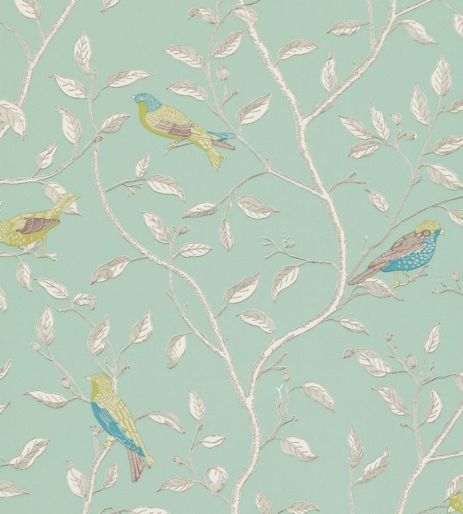 Finches Wallpaper by Sanderson Duck Egg