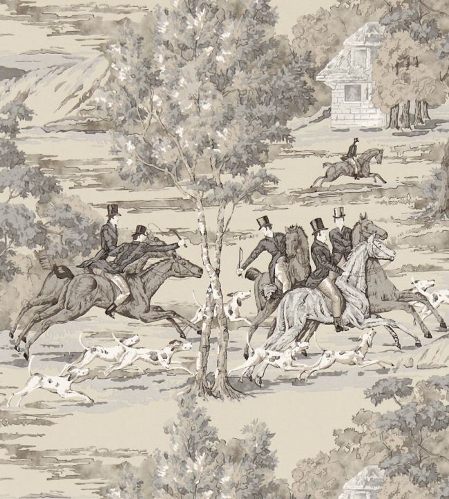 Tally Ho Wallpaper by Sanderson Pearl/Grey